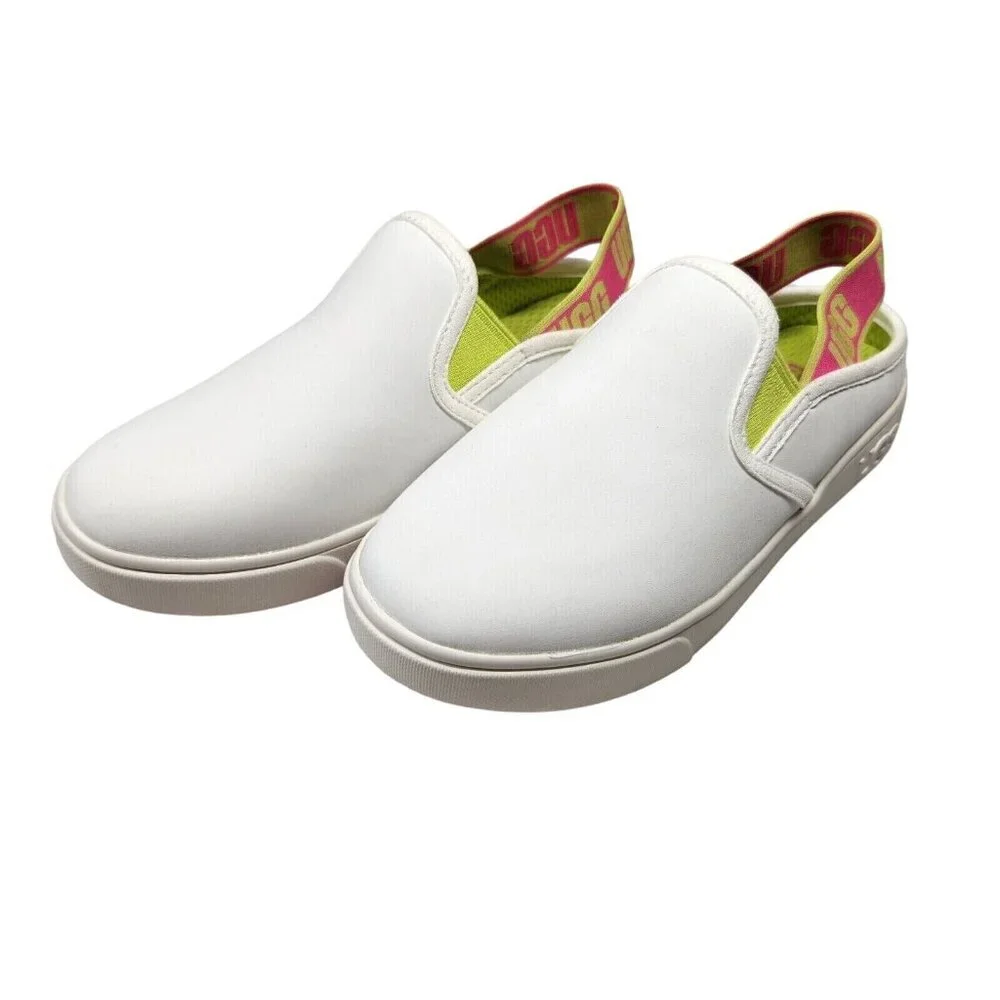 Ugg Size 6 M Aivey Slingback Leather Sneakers Shoes Slip On White Green 154